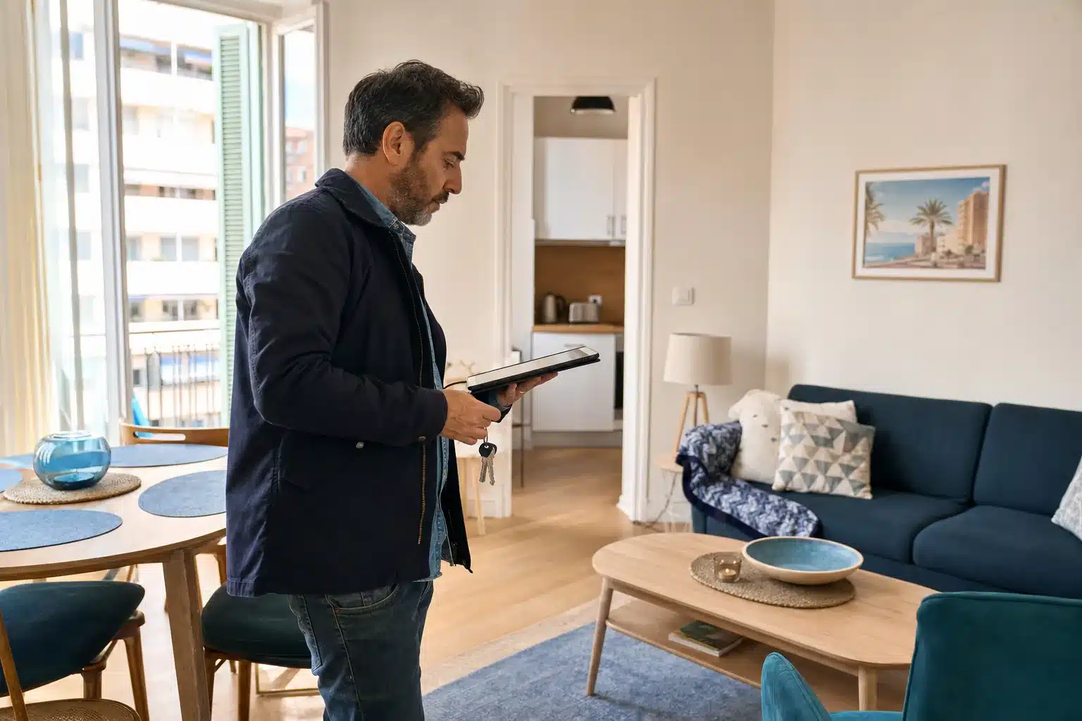 Propriétaire vérifiant son assurance PNO à Nice pour une location meublée