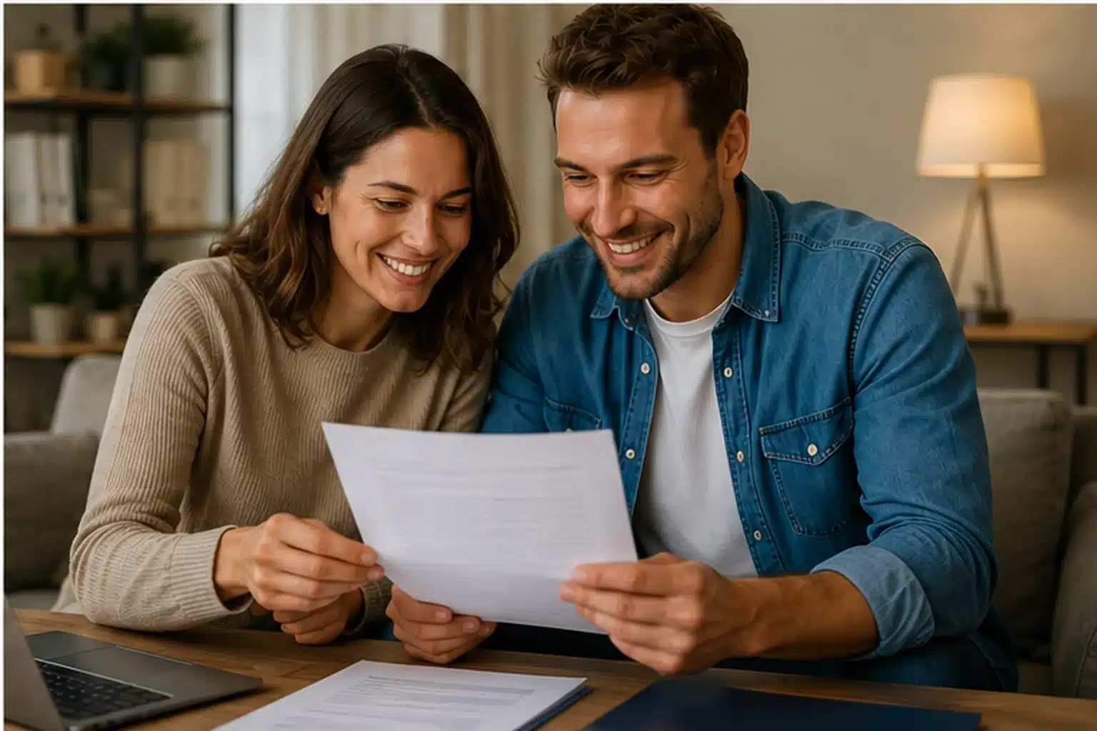 Couple consultant les garanties de son assurance emprunteur pour un prêt immobilier