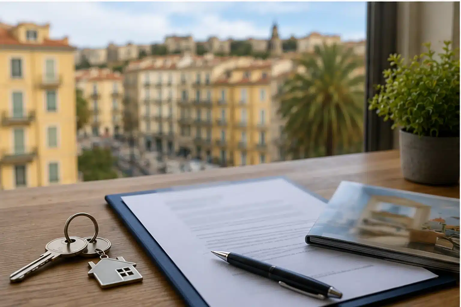 Dossier de prêt immobilier à Nice avec clés pour illustrer l’assurance emprunteur