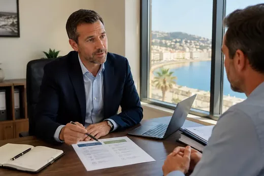 Courtier expliquant la différence entre RC Pro et RC Exploitation à un dirigeant d’entreprise
